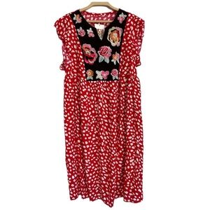 NEW! Kirkundu boho embroidered v-neck sundress Medium